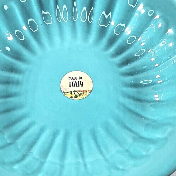 Maioliche Jessica Pedastal Serving Bowl Turquoise Italy - Picture 5 of 6